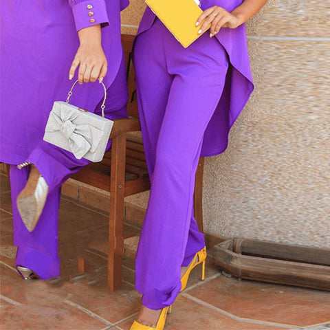 Conjunto Casual com top de gola redonda e calças