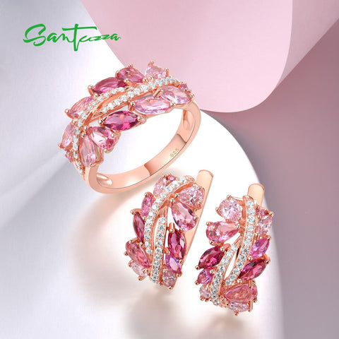 Conjunto de Jóias: Brincos e Anel 925 Sterling Silver