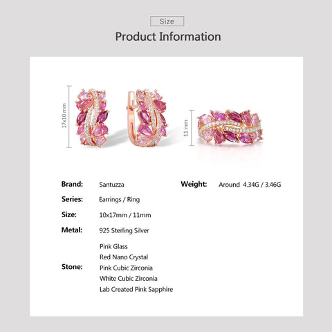 Conjunto de Jóias: Brincos e Anel 925 Sterling Silver