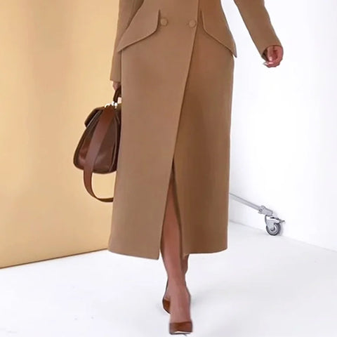 Sobretudo Clássico Comprido de Outono Inverno