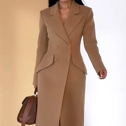 Sobretudo Clássico Comprido de Outono Inverno